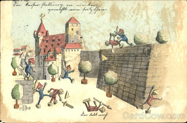 Toy soldiers fighting Golliwoggs