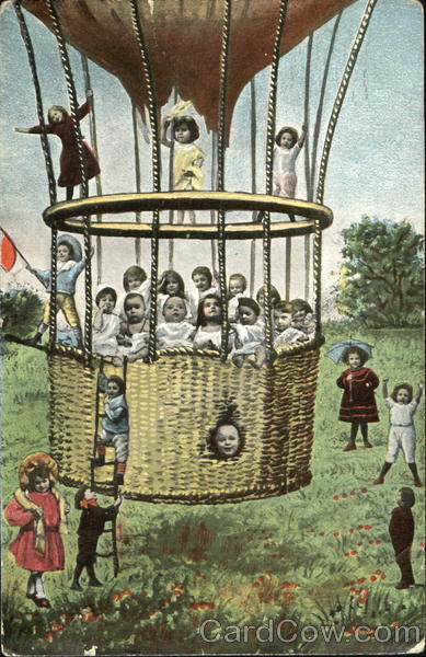 Children in Hot Air Balloon Multiple Babies