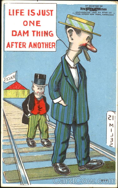 Two Men Walking on Railroad Track Comic, Funny