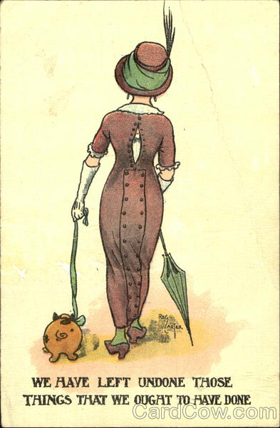 Woman with Open Buttons and Dog Women