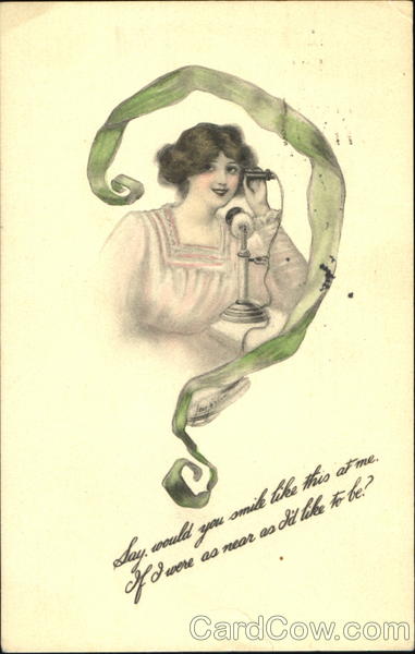 Woman on Phone with Ribbon Women