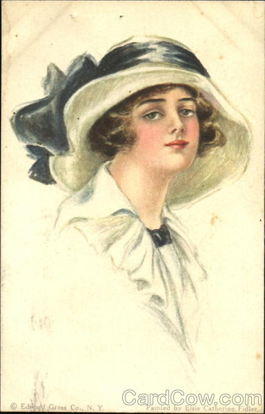 Pretty Woman Wearing a Bonnet Elsie Catherine Fidler