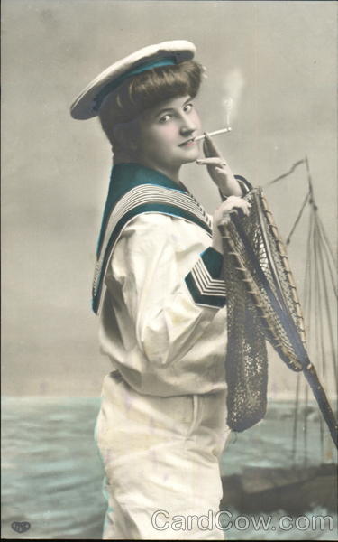 Woman sailor smoking Women