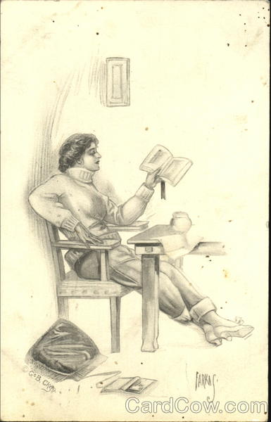 Young Woman Reading a Book Farkas Women