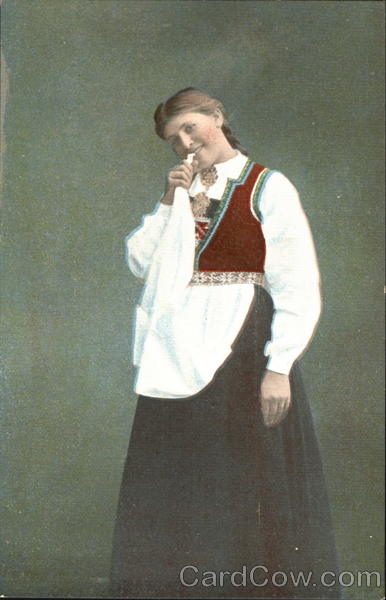 Woman Chewing on Apron