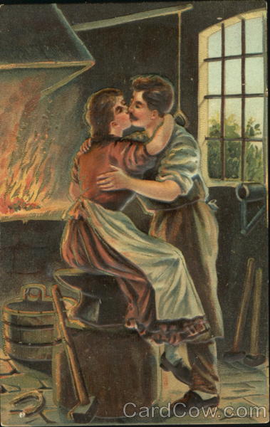 Woman Kissing the Blacksmith Romance & Love