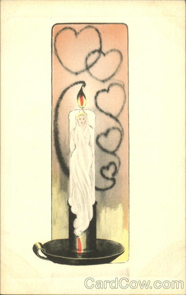 Woman in Candle with Hearts Fantasy