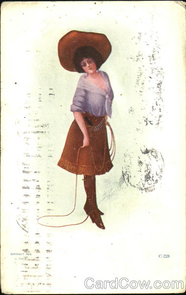 Cowgirl with Lariat Cowboy Western