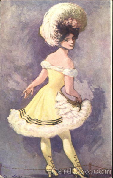 Woman in a yellow dress and hat Women