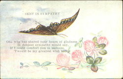 Sent In Sympathy - Butterfly Postcard