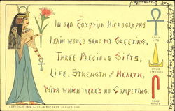 Egyptian woman and 3 Hieroglyphs Postcard