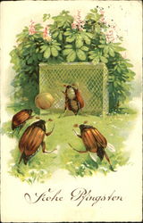 Bugs Playing Soccer Fantasy Postcard Postcard