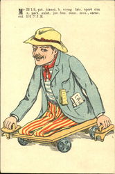 Legless Man on a Wooden Dollie Postcard