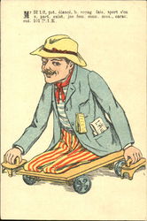 Legless Man on a Wooden Dollie Handicapped Postcard Postcard