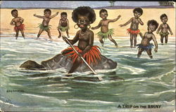 A Trip On The Briny Black Americana Postcard Postcard