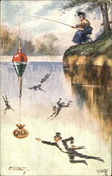 The Gental Art of Angling Tuck's Oilette Series Postcard Postcard