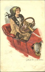 Woman Driving a Car Postcard