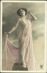 Woman in Pink Dress Postcard