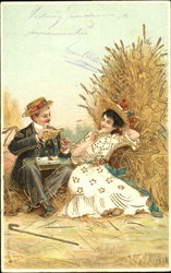 Man and woman courting Postcard