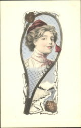 Girl Framed in Snowshoe Postcard