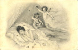 Women Sleeping With Cherub Angels Overhead Postcard