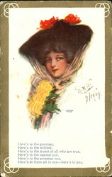 Woman in Large Hat Postcard