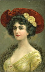 Woman Wearing Hat Postcard