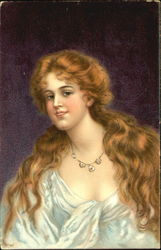 Pretty Woman With Red Hair Postcard