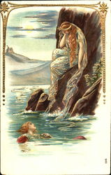 Woman Mourning Her Drowned Love Women Postcard Postcard