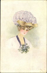 Victorian woman in a hat Postcard