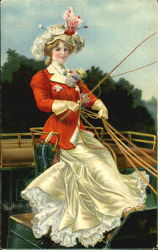 Woman in Buggy Postcard