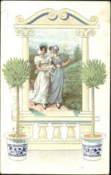 Two Women in Regency-style Dress Postcard