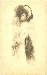 Woman with Roses Postcard