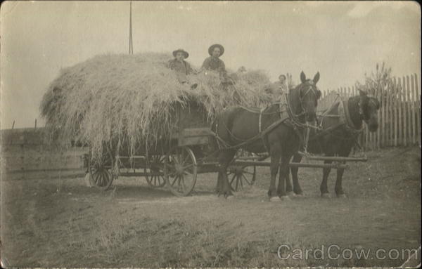 Men on Hay Wagon