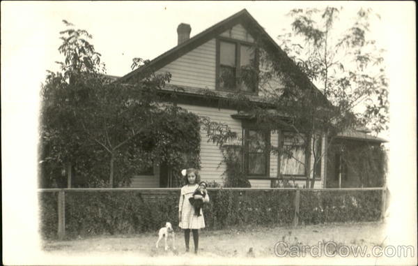 Victorian Girl with Dog Children