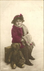 Young Girl with Teddy Bear Girls Postcard Postcard