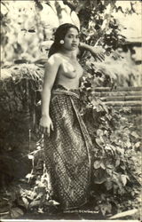 Nude Balinese Woman in Traditional Dress Postcard Postcard