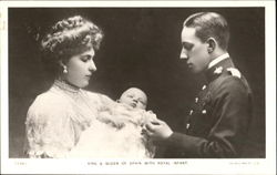 King & Queen Of Spain With Royal Infant Postcard