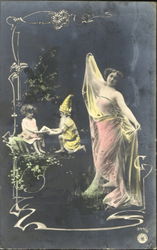 Woman with fairy and child Postcard