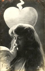 Angel Kissing a Dove Postcard