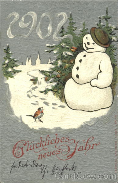 1902 Gluckliches Neues Jahrl Snowmen