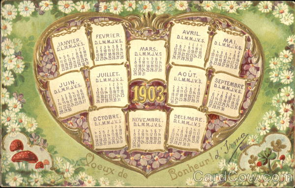 1903 Voeux De Bonheur! Year Dates