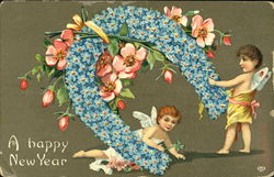 A Happy New Year Angels & Cherubs Postcard Postcard