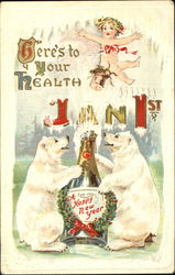 Here's To Your Health A Happy New Year Postcard