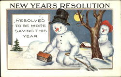 New Years Resolution Snowmen Postcard Postcard