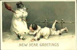New Year Greetings Postcard