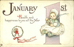 January Health And Happiness To You All The Year Postcard
