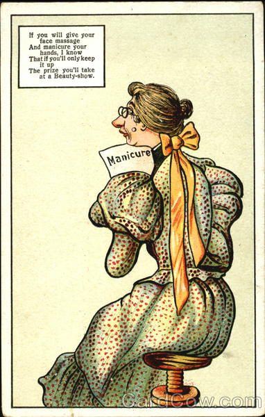 Woman working on her manicure Caricatures