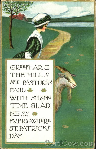 Irish Girl with Goat St. Patrick's Day