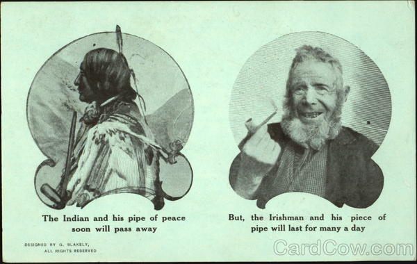 Indian and Irishman with pipes